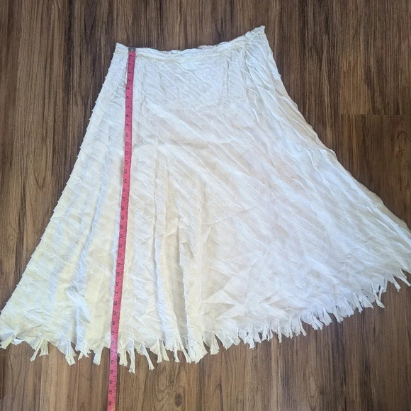 Ideology White Diagonal Fringe Skirt, US 12 - Picture 1 of 4
